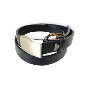 Vintage Guess Black Leather 90s Y2K Minimalist Belt Made in USA Size L